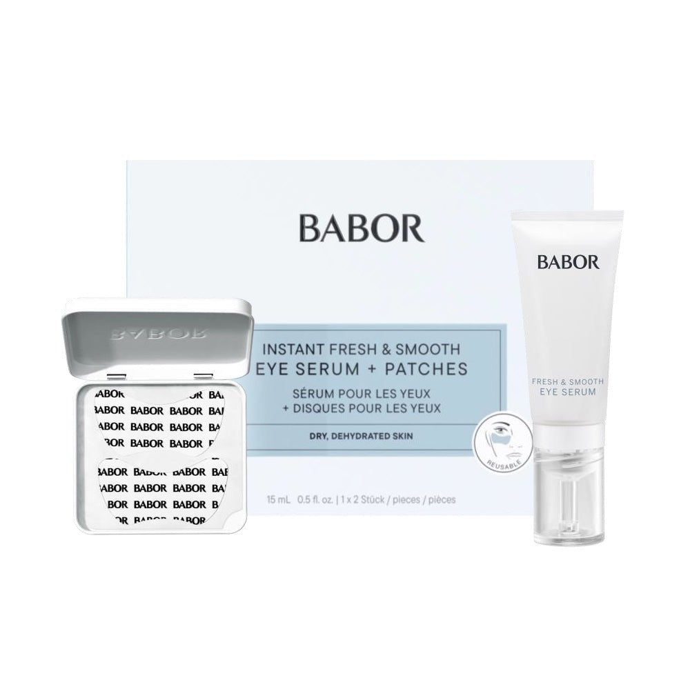 BABOR SKINOVAGE Moisturizing Instant Fresh & Smooth Eye Serum + Patches (15mL + 1pair) - Elegant Beauty - Babor